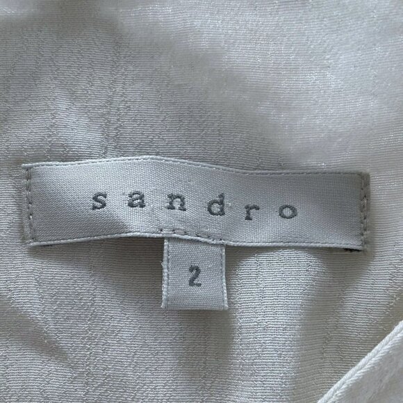 Sandro Woman's Sz 2 (US Sz M)  Black Tiered Dress w/ Cream Top Button Placket - Picture 4 of 7